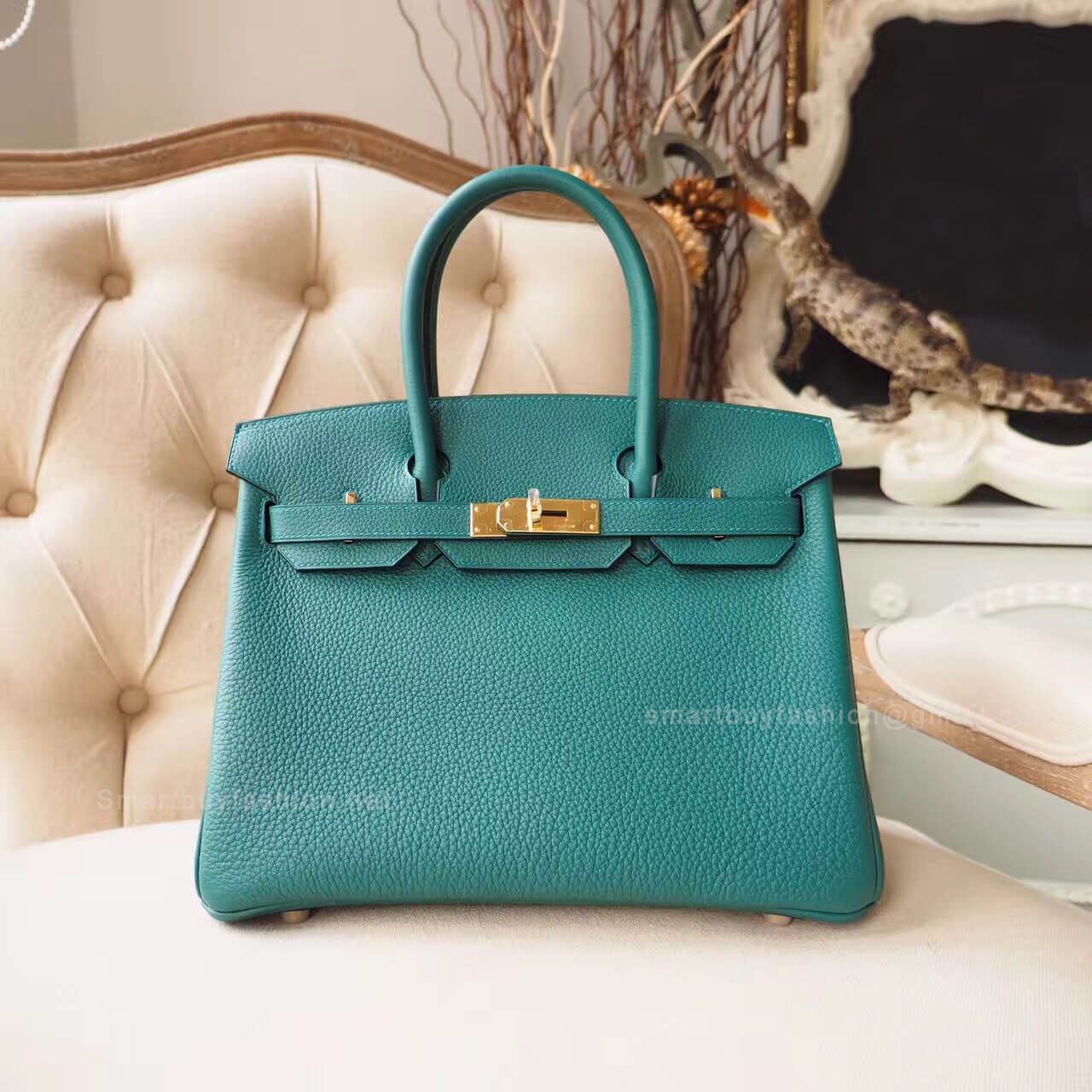 Hermes Birkin 30 Handbag in z6 Malachite Togo GHW